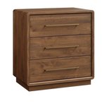 Amish Harlan Modern 3-Drawer Nightstand with Plinth Base shown in Brown Maple with Cocoa Light Stain