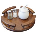 Amish Hardwood Revolving Lazy Susan with Rail In-stock