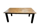 Amish Farmhouse Rough Sawn Wood Dining Leg Table