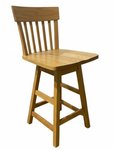 Outlet Amish Made Oak Low Back Swivel Counter Stool In-Stock
