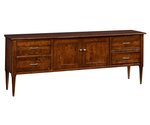 Amish Milan Mid Century 84 Entertainment Console with 2 Doors & 4 Drawers shown in Rustic Cherry with Asbury Stain