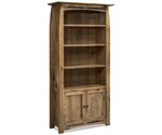 Amish Made Grove Mission Bookcase with Doors - Quick Ship shown in Rustic Hickory with American Antique Stain