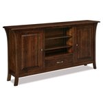 Amish 74 Wide Genesis 2-Door, 1-Drawer Media Stand shown in Sap Cherry with Asbury Brown Stain