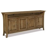 Amish Genesis 4-Door Media Stand with Opening Shown in Hickory with Almond Stain