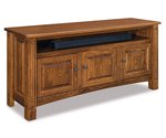 Amish 63 WIde Traditional 3-Door Media Stand with Opening shown in Oak with Vintage Antique Stain