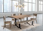 Amish Bordeaux Live Edge Dining Set with Casper Metal Base and Bench