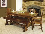 Amish McKinley Dining Table and Bench Set shown in Brown Maple