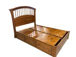 Outlet Amish Made Amber Oak Wood Full Size Platform Storage Bed In-Stock