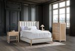 Amish Valentine Channeled 3-Piece Bedroom Set Includes Bed, Nightstand & Dresser shown in Oak with Luxe Stain