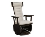 Amish Monson Upholstered Modern Swivel Glider Chair - Quick Ship shown in Brown Maple with Onyx Stain and White Sand Fabric