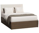 Amish Elara Modern Platform Storage Bed with Upholstered Headboard