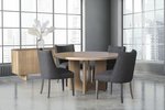Amish Eloise Topanga Single Pedestal Dining Set Includes Round Pedestal Table, 4 Upholstered Chairs, & an Optional Sideboard