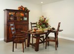 Amish Williamsburg 5-Piece Dining Set Includes Trestle Table, 2 Arm Chairs,  2 Arm Chairs, and Optional Hutch