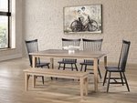 Amish Coventry Shaker Dining Set with Bench Includes Leg Table, 4 Spindle Back Chairs, and 1 Shaker Style Bench