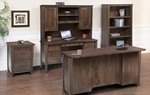 Amish Caliber Office 4-Piece Set Includes Credenza Desk, Executive Desk, File Cabinet & Bookcase shown in Brown Maple with Asbury Stain