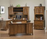 Amish Woodbury Office 3-Piece Set Includes L-Desk, Executive Desk & Lateral File Cabinet shown in Brown Maple with Asbury Stain