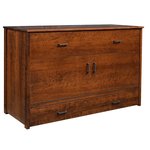 Solid Wood Cube Cabinet Murphy Bed with Storage Drawer and Tri-Fold Mattress