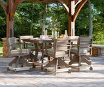Amish Miller Poly Outdoor 7-Piece Dining Set Includes 72 Wide Counter Table & 6 Counter Swivel Chairs  shown in Shown With: Poly: Seashell on Coastal Gray Fabric: Cove Pebble