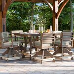 Amish Miller Poly Outdoor 7-Piece Counter and Bar Set shown with Seashell on Coastal Gray with Cove Pebble Fabric