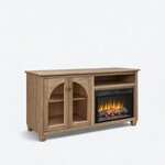 Amish Aura Modern Fireplace TV Stand with Arched Doors