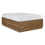 Amish Solid Wood Platform Bed Frame with Extra Long Storage Drawer