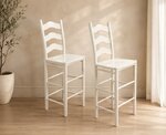 Outlet: Amish Made White Paint Ladderback Bar Stools In-Stock (Set of 2)