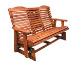 Amish Outdoor Cedar 5' Slat Back Fold Down Loveseat Glider
