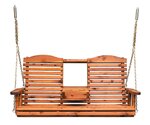 Amish Outdoor Furniture Slat Back Fold Down Loveseat Swing