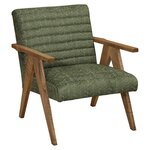 Amish Handcrafted Milo Mid-Century Modern Lounge Chair shown in Brown Maple with Almond Stain and Hanna Fabric