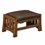 Amish Handcrafted Hearthstone Footstool Shown in Texas Leather and Quarter Sawn White Oak with Michael’s Cherry Stain