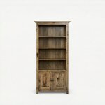 Amish Rustic Hickory Brock Bookcase with Two Doors - Quick Ship