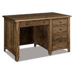 Amish Rustic Hickory Brock Four Drawer Desk - Quick Ship