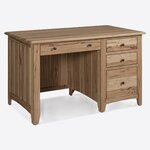 Amish Rustic Hickory Brock Four Drawer Desk - Quick Ship shown in Rustic Hickory with Seashell stain