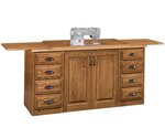 Amish Heritage Storage Sewing Cabinet with Machine Lift and 8 Drawers