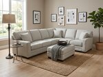 Outlet: Amish Made Sectional Sofa with Ottoman and Performance Fabric In-Stock