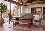 Amish Made Reclaimed Wood Dining Room Set with Glass Top In-Stock