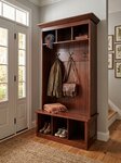 Outlet: Amish Handcrafted Oak Wood Entryway Hall Bench In-Stock