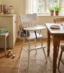 Outlet: Amish Handcrafted Oak High Chair with Slide Out Tray and Painted Finish In-Stock