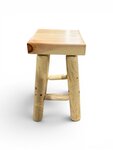 Outlet: Amish Rustic Pine Log Backless Counter Stool with Square Seat In-Stock