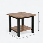 Dimension drawing of an industrial end table, 24 in wide, 22 in deep and 22 in high.