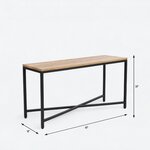 Dimension drawing of an industrial console table, 60 in wide, 18 in deep and 30 in high.