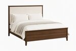 Amish Covey Creek Contemporary Upholstered Bed shown in Brown Maple with AMS Lotus Silk Stain