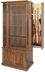 Amish Made Contemporary Bookcase with Hidden Gun Storage and Sliding Door