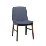 Amish Elsa Scandinavian-Style Upholstered Dining Side Chair shown in Brown Maple with Cocoa Stain and Royal Fabric