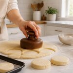 American Made Walnut Wood Extra Large Biscuit Cutter Baking Tool In-Stock