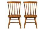 Amish Solid Wood Brown Maple Windsor Dining Chair Set of Two In-Stock