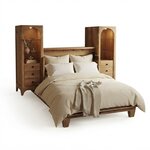 Amish Sora Modern Fold Out Cabinet Bed with Mattress and Bookcases