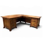 Outlet: Amish Hickory Craftsman Mission L-Shaped Desk In-Stock