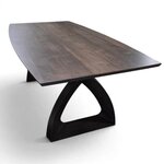 Outlet: Amish Made Brown Maple Modern 42x84 Dining Table with Sculptural Arched Base In-Stock