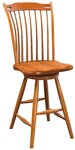 Amish Thumb Back Swivel Counter and Bar Stool